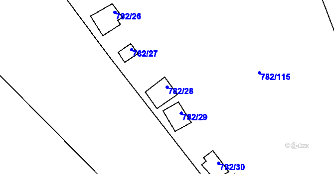 Parcela st. 782/28 v KÚ Újezd nade Mží, Katastrální mapa