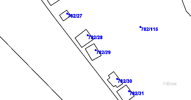 Parcela st. 782/29 v KÚ Újezd nade Mží, Katastrální mapa