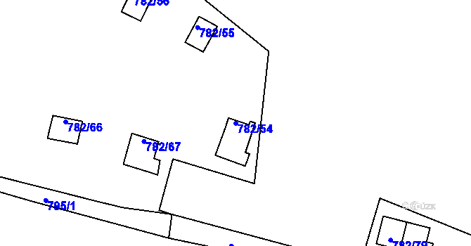 Parcela st. 782/54 v KÚ Újezd nade Mží, Katastrální mapa