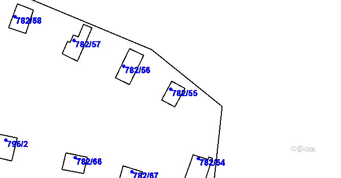 Parcela st. 782/55 v KÚ Újezd nade Mží, Katastrální mapa