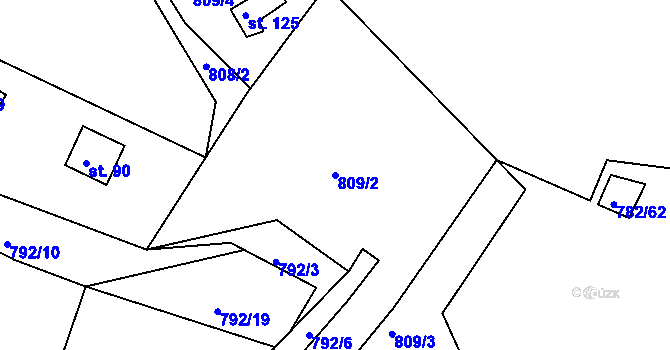 Parcela st. 809/2 v KÚ Újezd nade Mží, Katastrální mapa