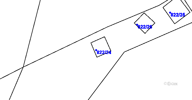 Parcela st. 822/24 v KÚ Újezd nade Mží, Katastrální mapa