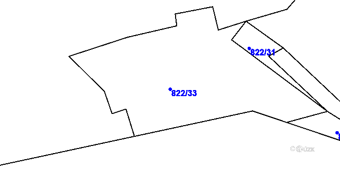Parcela st. 822/33 v KÚ Újezd nade Mží, Katastrální mapa