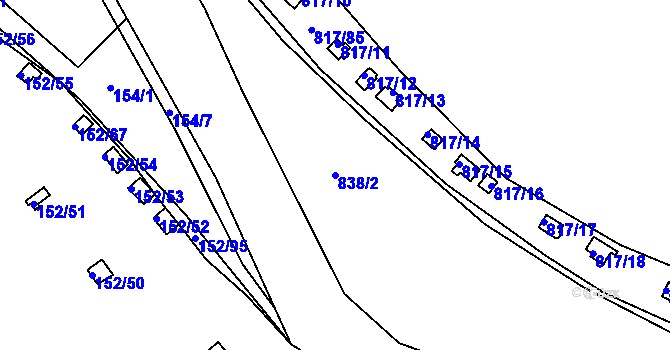 Parcela st. 838/2 v KÚ Újezd nade Mží, Katastrální mapa