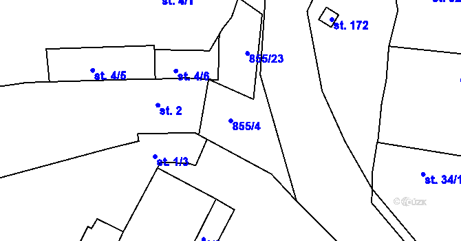 Parcela st. 855/4 v KÚ Újezd nade Mží, Katastrální mapa