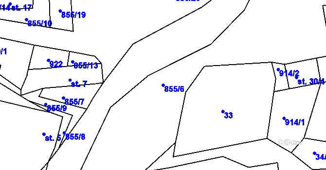 Parcela st. 855/6 v KÚ Újezd nade Mží, Katastrální mapa