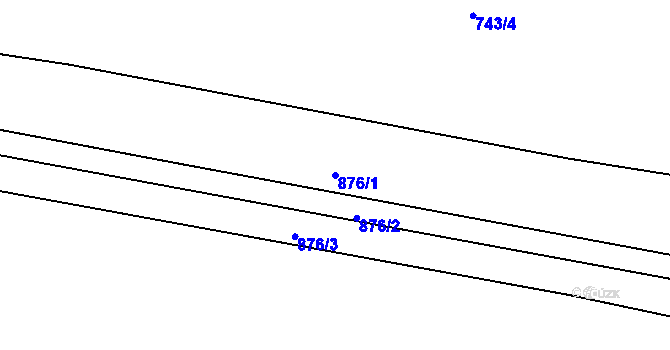 Parcela st. 876/1 v KÚ Újezd nade Mží, Katastrální mapa