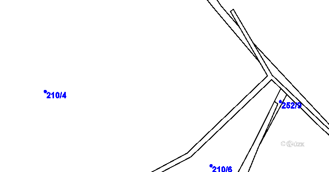 Parcela st. 210/9 v KÚ Újezd nade Mží, Katastrální mapa