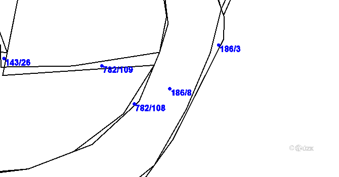 Parcela st. 186/8 v KÚ Újezd nade Mží, Katastrální mapa