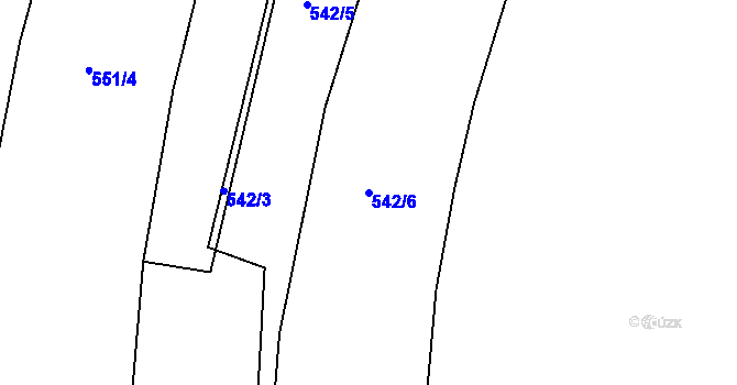 Parcela st. 542/6 v KÚ Újezd nade Mží, Katastrální mapa