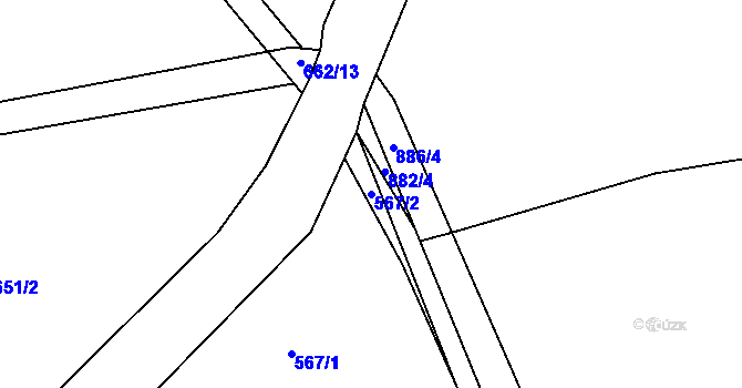 Parcela st. 567/2 v KÚ Újezd nade Mží, Katastrální mapa