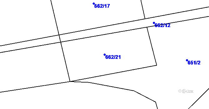 Parcela st. 662/21 v KÚ Újezd nade Mží, Katastrální mapa