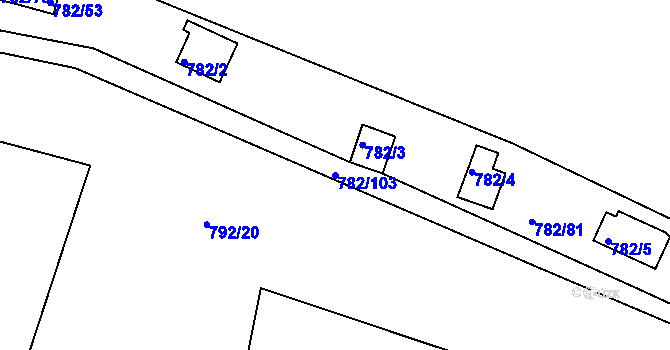 Parcela st. 782/103 v KÚ Újezd nade Mží, Katastrální mapa