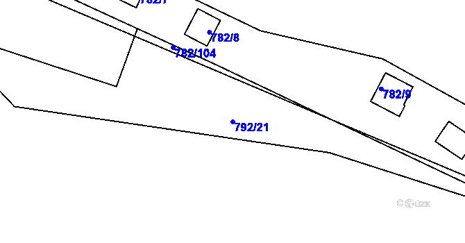 Parcela st. 792/21 v KÚ Újezd nade Mží, Katastrální mapa