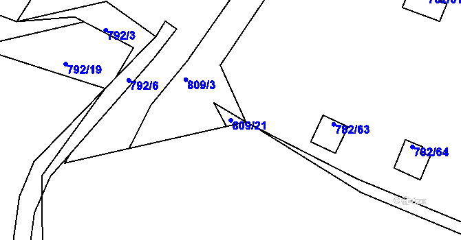 Parcela st. 809/21 v KÚ Újezd nade Mží, Katastrální mapa