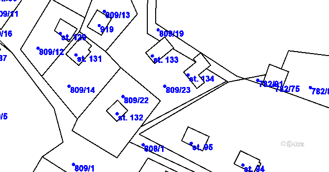 Parcela st. 809/23 v KÚ Újezd nade Mží, Katastrální mapa