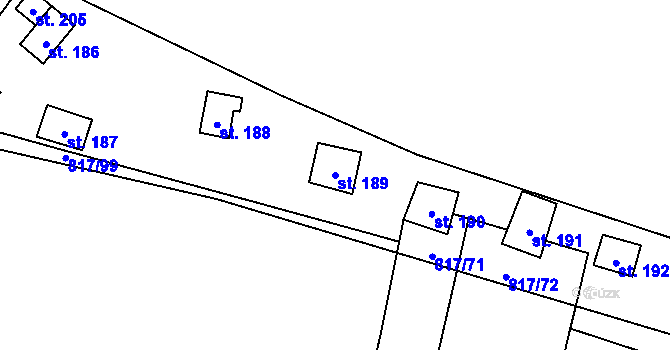 Parcela st. 189 v KÚ Újezd nade Mží, Katastrální mapa