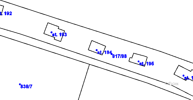 Parcela st. 194 v KÚ Újezd nade Mží, Katastrální mapa
