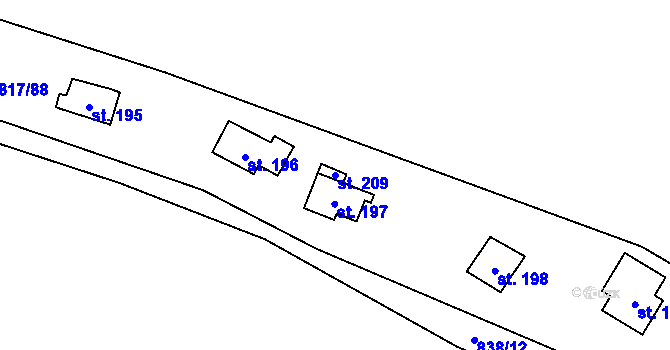 Parcela st. 209 v KÚ Újezd nade Mží, Katastrální mapa
