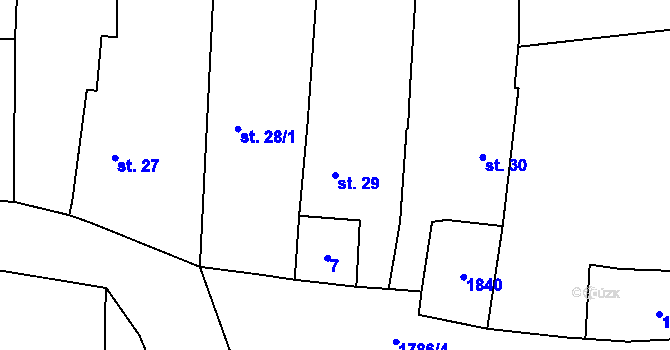 Parcela st. 29 v KÚ Mlýnec pod Přimdou, Katastrální mapa