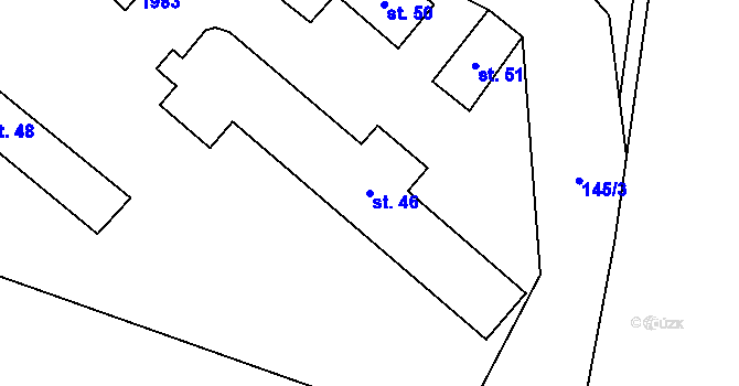 Parcela st. 46 v KÚ Mlýnec pod Přimdou, Katastrální mapa