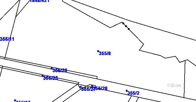 Parcela st. 355/8 v KÚ Mlýnec pod Přimdou, Katastrální mapa