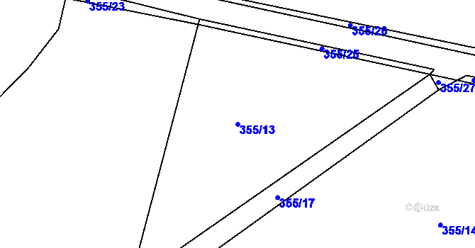 Parcela st. 355/13 v KÚ Mlýnec pod Přimdou, Katastrální mapa