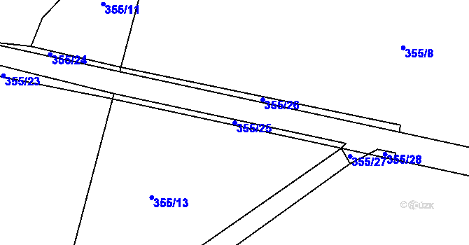 Parcela st. 355/25 v KÚ Mlýnec pod Přimdou, Katastrální mapa