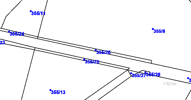Parcela st. 355/26 v KÚ Mlýnec pod Přimdou, Katastrální mapa