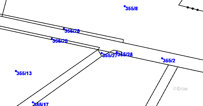 Parcela st. 355/27 v KÚ Mlýnec pod Přimdou, Katastrální mapa