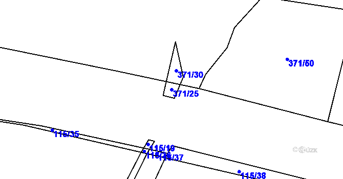 Parcela st. 371/25 v KÚ Mlýnec pod Přimdou, Katastrální mapa