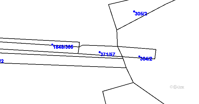 Parcela st. 371/57 v KÚ Mlýnec pod Přimdou, Katastrální mapa