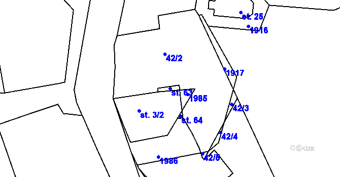 Parcela st. 63 v KÚ Mlýnec pod Přimdou, Katastrální mapa