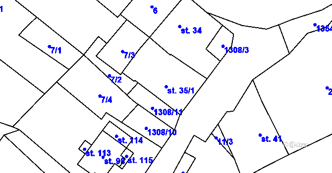 Parcela st. 35/1 v KÚ Újezd pod Přimdou, Katastrální mapa