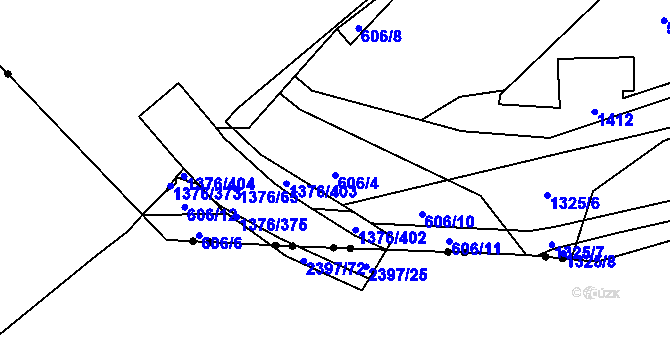 Parcela st. 606/4 v KÚ Újezd pod Přimdou, Katastrální mapa