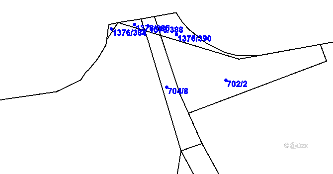 Parcela st. 704/8 v KÚ Újezd pod Přimdou, Katastrální mapa