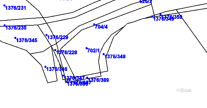 Parcela st. 1376/348 v KÚ Újezd pod Přimdou, Katastrální mapa