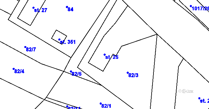 Parcela st. 25 v KÚ Újezd pod Troskami, Katastrální mapa