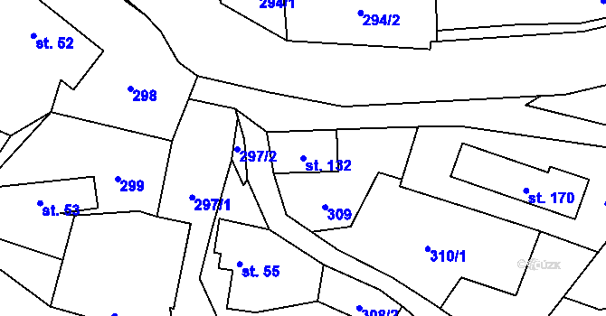 Parcela st. 132 v KÚ Újezd pod Troskami, Katastrální mapa