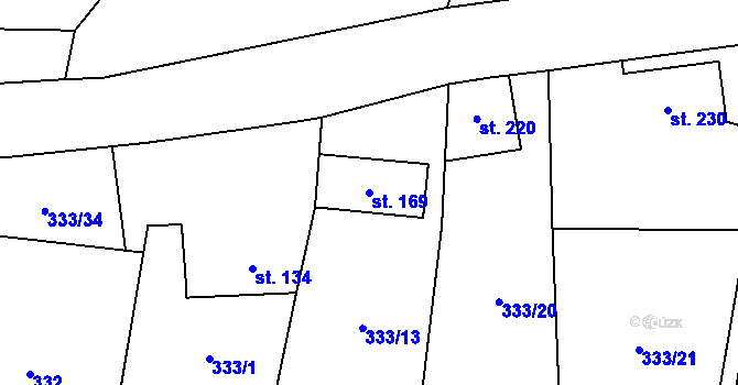 Parcela st. 169 v KÚ Újezd pod Troskami, Katastrální mapa