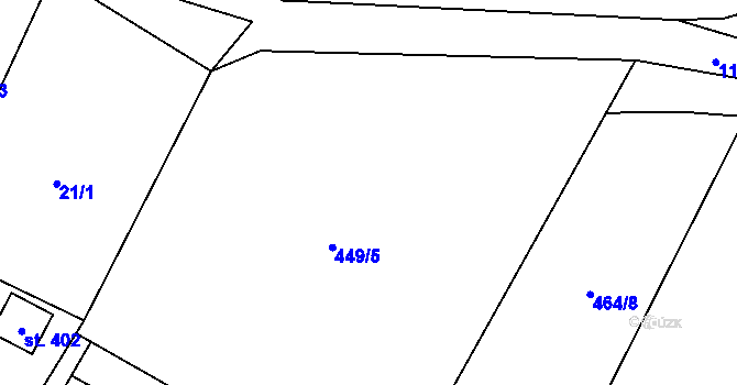 Parcela st. 449/22 v KÚ Újezd pod Troskami, Katastrální mapa
