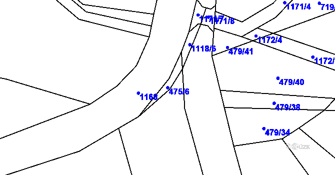 Parcela st. 475/6 v KÚ Újezd pod Troskami, Katastrální mapa