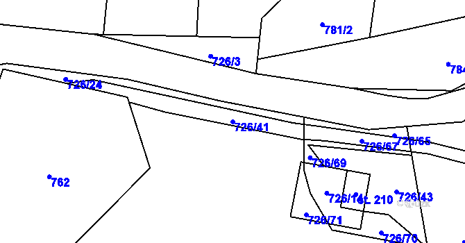 Parcela st. 726/41 v KÚ Újezd pod Troskami, Katastrální mapa
