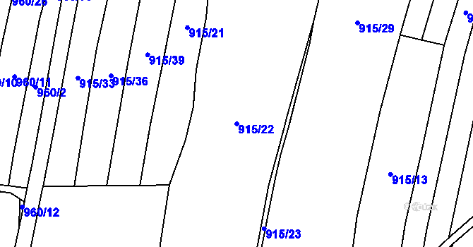 Parcela st. 915/22 v KÚ Újezd pod Troskami, Katastrální mapa