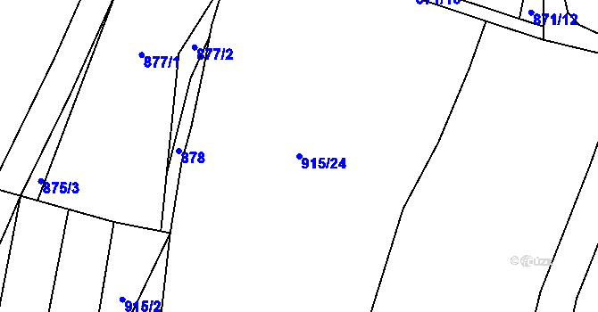 Parcela st. 915/24 v KÚ Újezd pod Troskami, Katastrální mapa