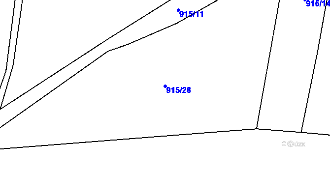 Parcela st. 915/28 v KÚ Újezd pod Troskami, Katastrální mapa