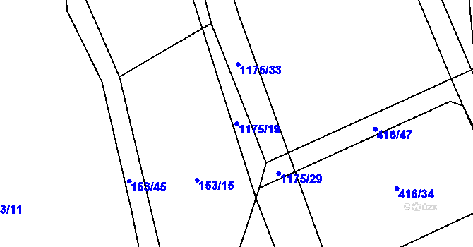 Parcela st. 1175/19 v KÚ Újezd pod Troskami, Katastrální mapa