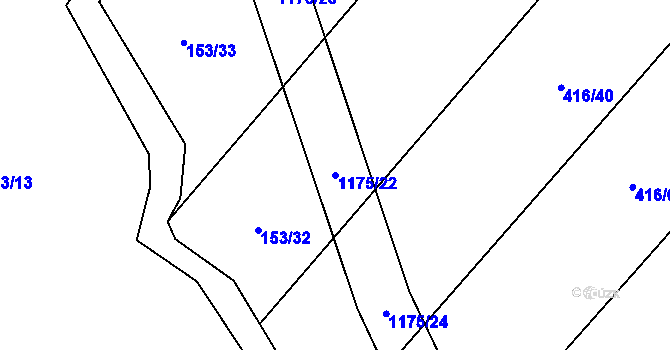 Parcela st. 1175/22 v KÚ Újezd pod Troskami, Katastrální mapa