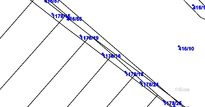 Parcela st. 1178/16 v KÚ Újezd pod Troskami, Katastrální mapa