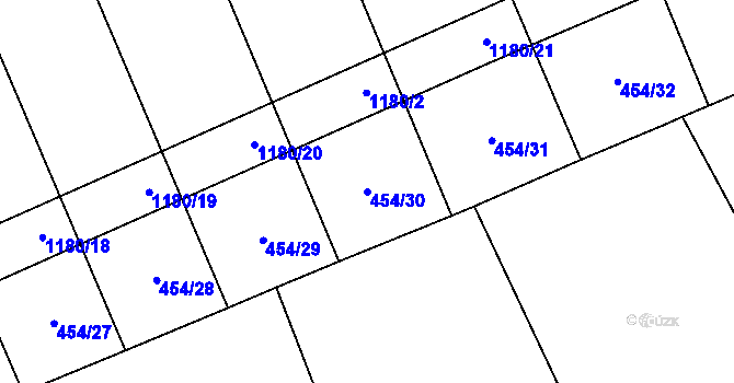Parcela st. 454/30 v KÚ Újezd pod Troskami, Katastrální mapa